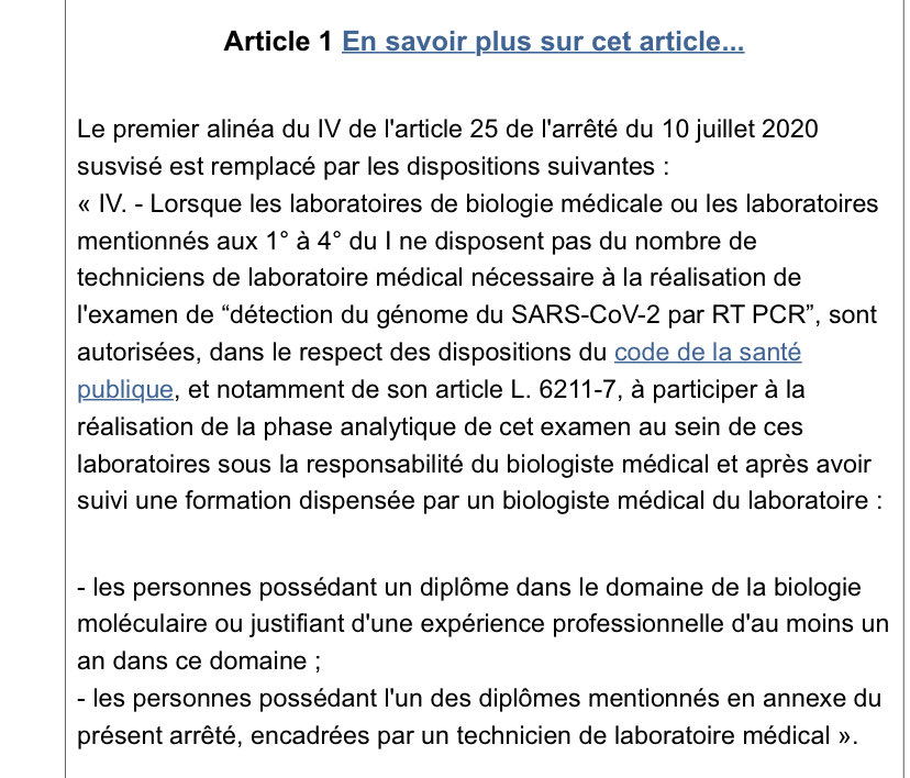 974laurent974's tweet image. Arrêté modifiant la liste des personnes autorisées à participer à la réalisation des test covid (phase analytique) #covid #labm #rtpcr