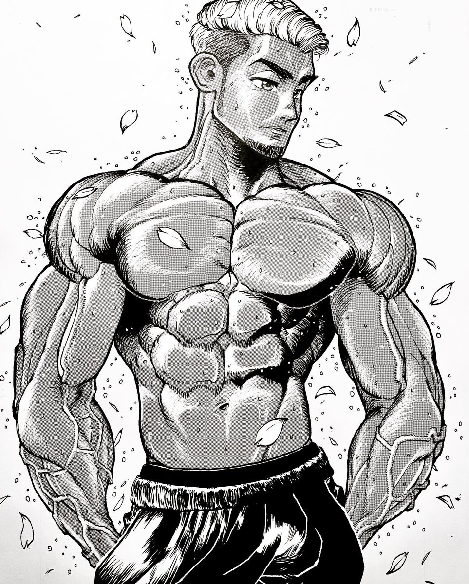 マッチー 筋肉特化 イラスト 納品例 立ってるだけのポーズに 動きを 平面なのに 奥行きを ただの絵なのに 体温を 常に心がけています