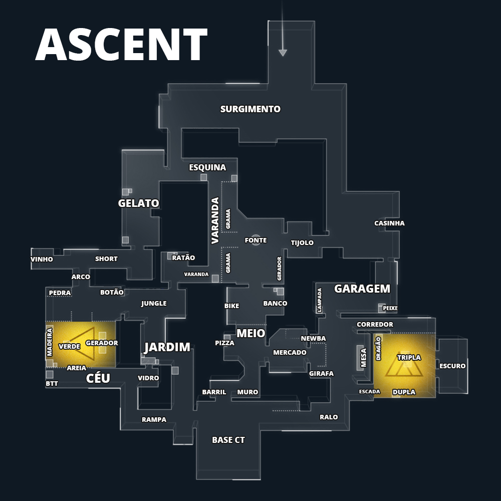 ASCENT  Conheça o NOME das POSIÇÕES do MAPA de VALORANT! 