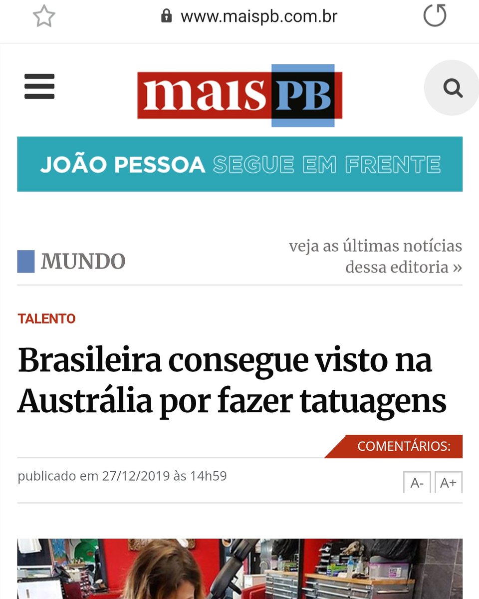 DaniTattooSC's tweet photo. De Norte a Sul do país noticiaram sobre mim e eu nem sabia ...rsrs !😱🙏❤ Muitissimo obrigada pessoal de João Pessoa por publicarem a meu respeito ! https://t.co/vI2SV7Cx8J