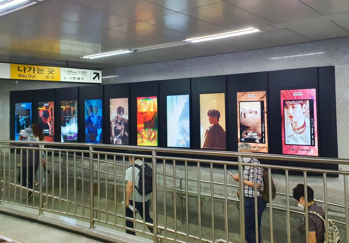 KDANIEL_SUPPORT's tweet photo. Super Danity x Kang Daniel Support x @Ktown4u_com subway ads benefit from album event has run!

📍 Seoul Subway Station Line 1 &amp; 4 (29 panels)
📆 August 11~25
⏰ 5AM to 1AM next day (>257 times/day)

Please take a better pict/video if you visit them!🙇🏻‍♀️

#강다니엘 #KANGDANIEL https://t.co/kWKF3YYCG5