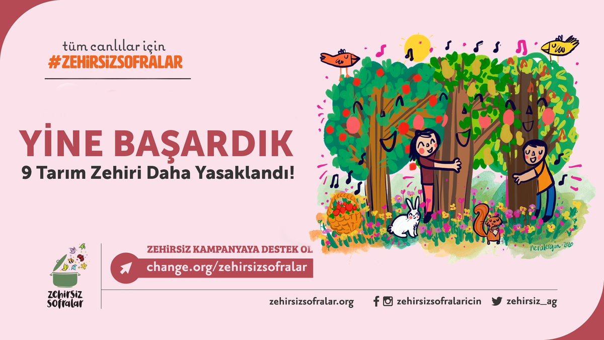 zehirsiz_ag's tweet photo. Birlikte başardık: 9 tarım zehiri daha yasaklandı!

Diğer zehirlerden de kurtulmak için, şimdi Zehirsiz Kampanya'yı daha çok insana duyurma zamanı.
Destek verin, paylaşın, #ZehirsizSofralar gerçek olsun.
👉https://t.co/PJsmvPvBj9 https://t.co/WB2HE57kov