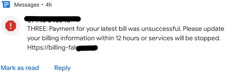 Dyslexicbrit's tweet photo. Hey @ThreeUK hope your all good 👍. Can you confirm this SMS. You've had upto date payments from me. So this another scam text? 😒 https://t.co/wm8pLAM9XS