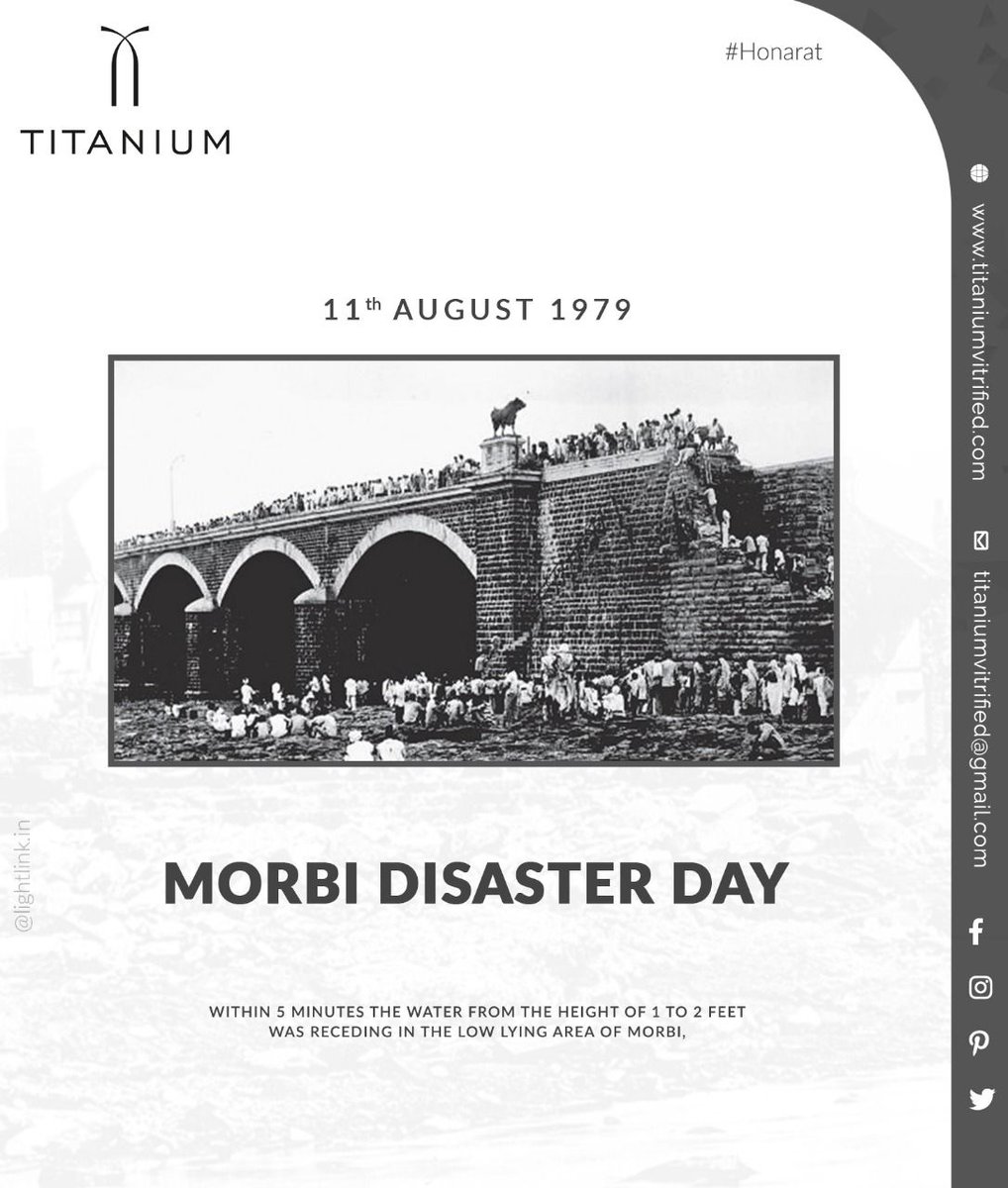 SidharajsinhjiC's tweet photo. Machchhu Jal Honarat - A tribute to the people who lost their lives #machchhujalhonarat #machhu #morbidisaster #peopel #killed #remember #11thaugust #life #damfailure #water
🙏🙏🙏🙏 https://t.co/fYOsKr6QEo