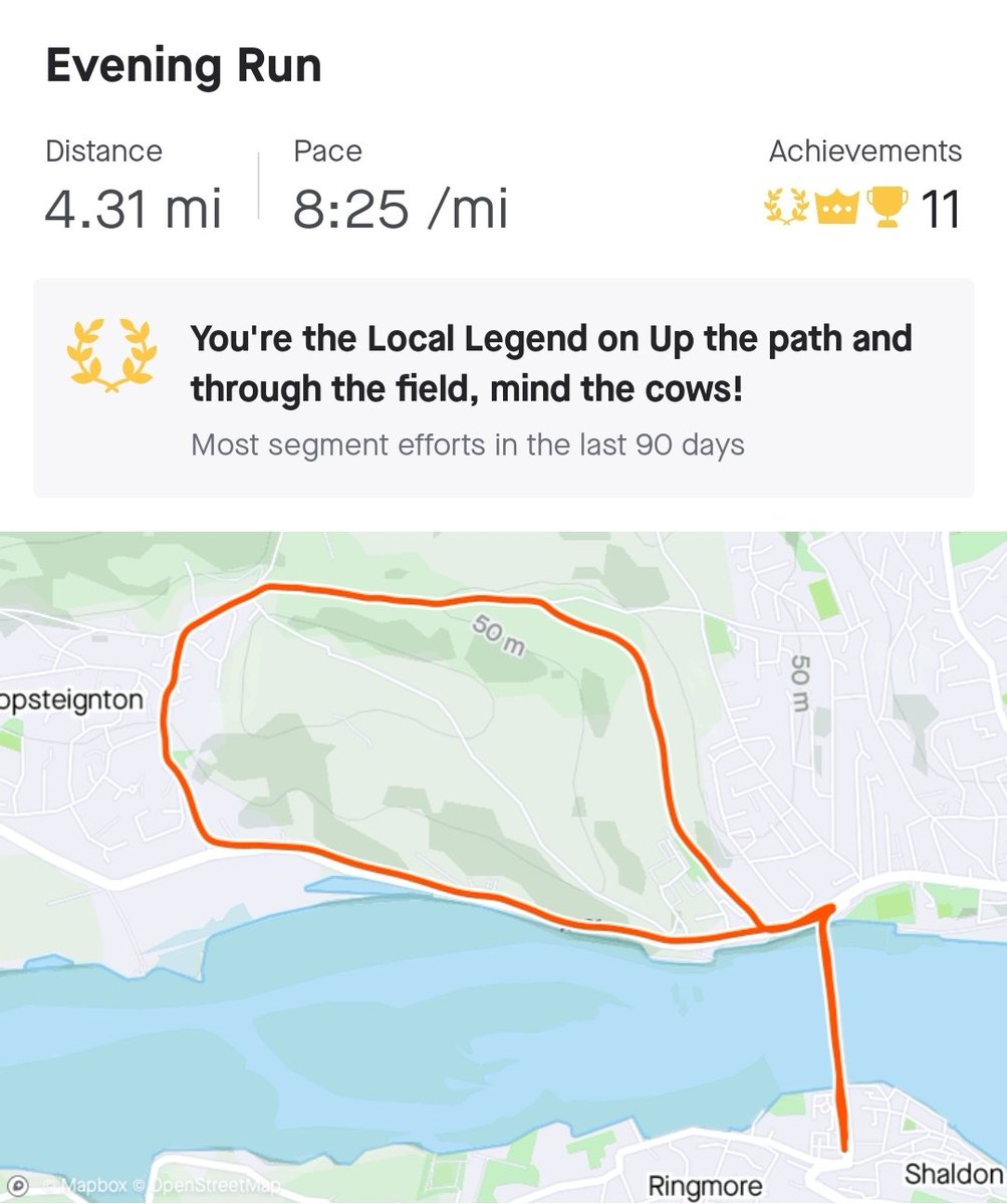 Might have been a warm run, but cant of been a bad one! Local Legend #stava #locallegend #running #getoutside #staylocal