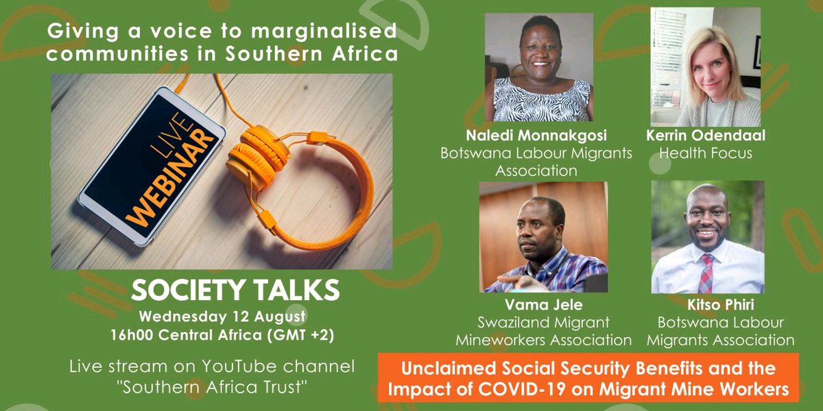 Catch us on the 12 August <a href="/1600hrs/">004pm</a> <a href="/SthrnAfrcaTrust/">Southern Africa Trust</a> <a href="/SolidarityCntr/">Solidarity Center</a> <a href="/HealthFocusSA/">Health Focus SA</a> <a href="/VhJele/">Vama Jele</a> <a href="/MalarJames/">James Malar</a>
