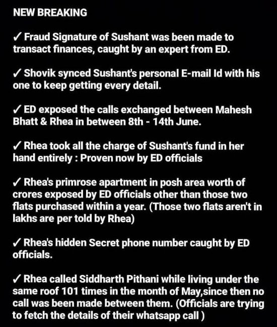 This is what ED has done so far, thank you! ITS THE beginning of Fight and justice shall Win #SushantMurderQuestion #SushantSinghRajput #SSRCaseIsNotSuicide