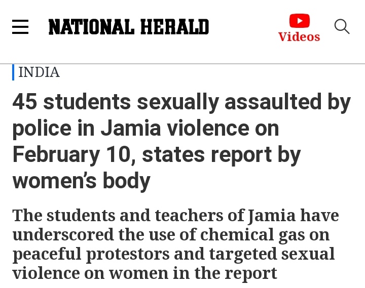 oma_salam's tweet photo. Shocking revelations about how police dealt with students peacefully agitated in Jamia. If the  use of sexual assault was to break the will of the the protestors, they were wrong. Before long, this fire of agitations started at Jamia Millia gets its momentum in the whole nation. https://t.co/oMJ2FtunwA