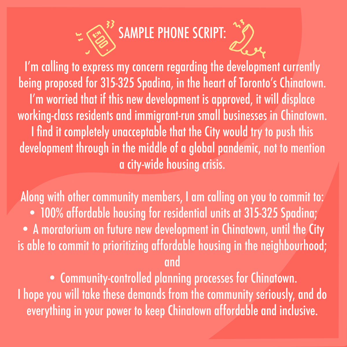 chinatownFOCT's tweet photo. And if you have an additional 10 mins, help us make some phone calls / send some emails! 

Additional scripts and email templates available at: https://t.co/rD9H87nrs0 https://t.co/84YcqIQaMw