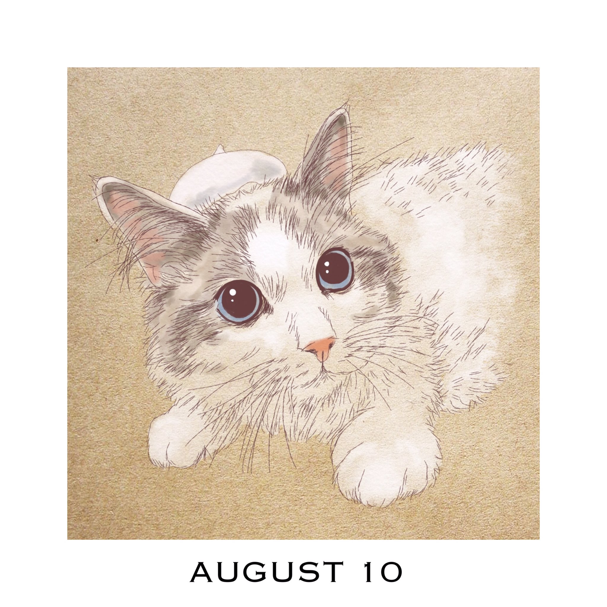 Twitter 上的 猫イラストレーター 365cat Art 8月10日分 昨日の 猫カレンダー 365catart ケーキ食べちゃったにゃ 1日1絵 猫似顔絵 猫の似顔絵 猫の絵 猫イラスト 猫のイラスト 猫好きさんと繋がりたい 猫イラストレーター おしゃれ猫イラスト 猫の