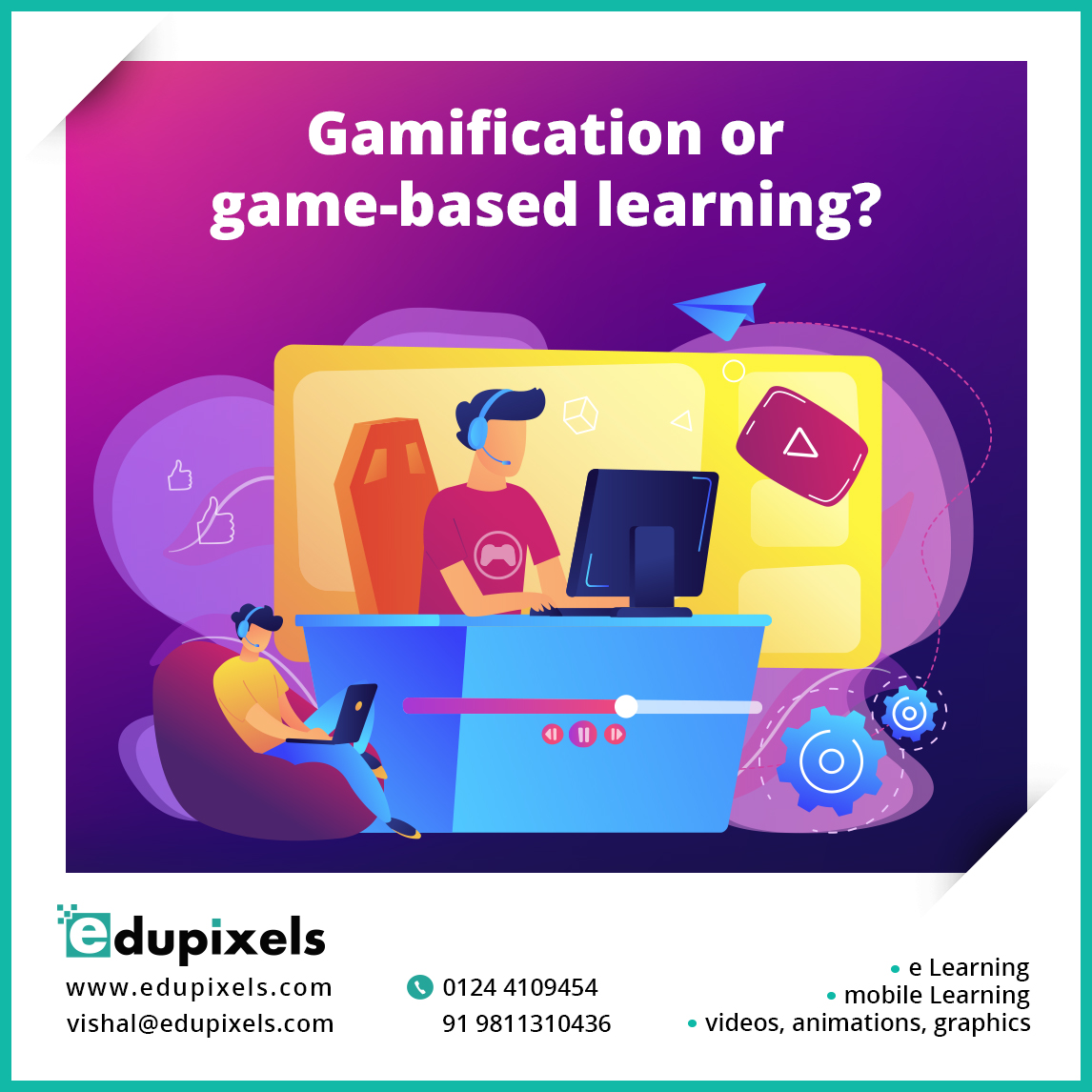 Edupixelindia's tweet photo. Gamification or game-based learning?

Want to know more about whether you should use gamification or game-based learning? Call us to find out. 

#elearning #elearningservices #interactive #features #training #onlinelearning #onlinetraining #gamelearning #gamification https://t.co/YbkJrSQyXG