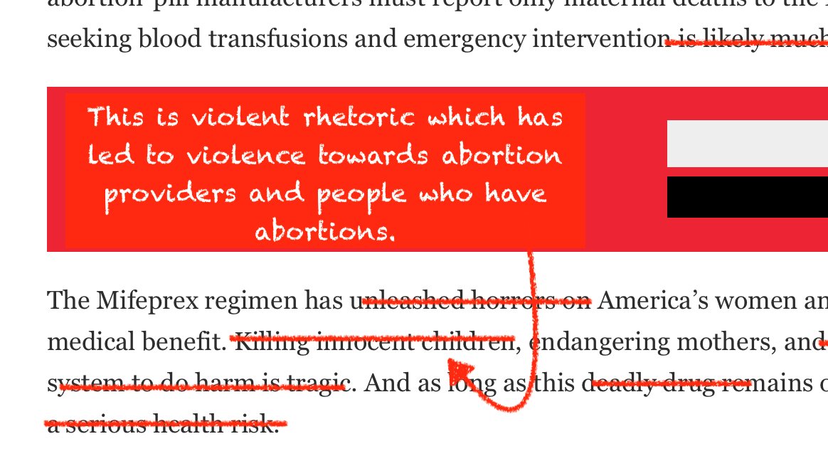 You've used this intentionally vicious rhetoric throughout your piece, which is designed to fan the flames of violence and threats towards abortion providers and people who seek abortions. This is dangerous and you cannot feign surprise when someone harms us.