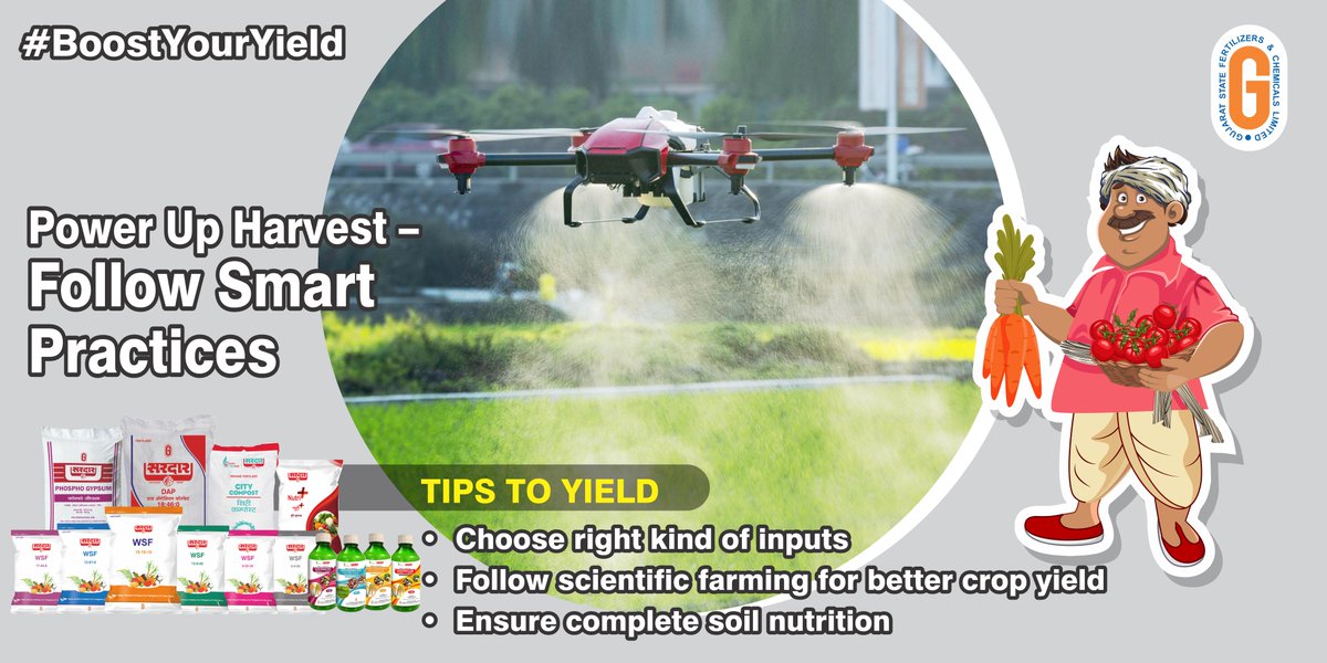 GSFCIndia's tweet photo. Cultivating the soil with fertilizers is an important part of maintaining optimal soil conditions for crops. Fertilizing crops at the time of seeding can help in providing the seeds with essential nutrients like nitrogen, phosphorous and potash. #GSFC #SARDAR #BoostYourYield https://t.co/dN5yaLgApB
