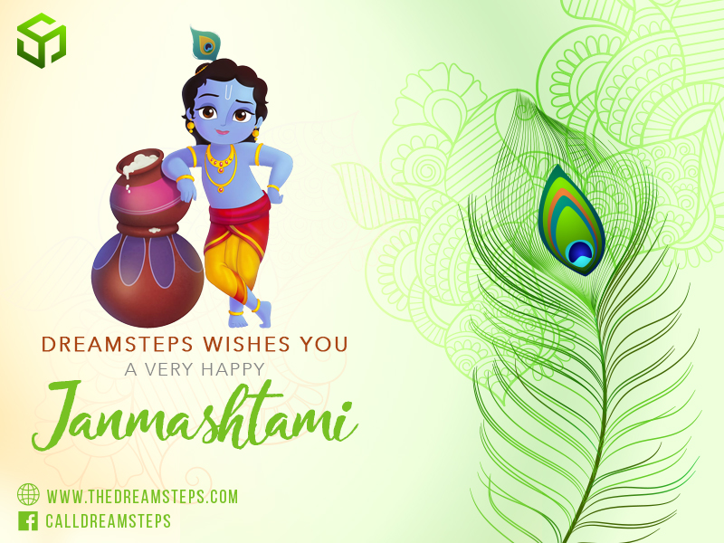 DreamStepsTech's tweet photo. On this Janmashtami may all your wishes come true and may Nand Gopal shower his blessings on you and your loved ones!

#HappyKrishnaJanmashtami #Janmashtami2020 #KrishnaJanmashtami #Janmashtami #JaiShreeKrishna #HappyJanmashtami #Krishnashtami #DreamSteps https://t.co/QX3VxtDapo