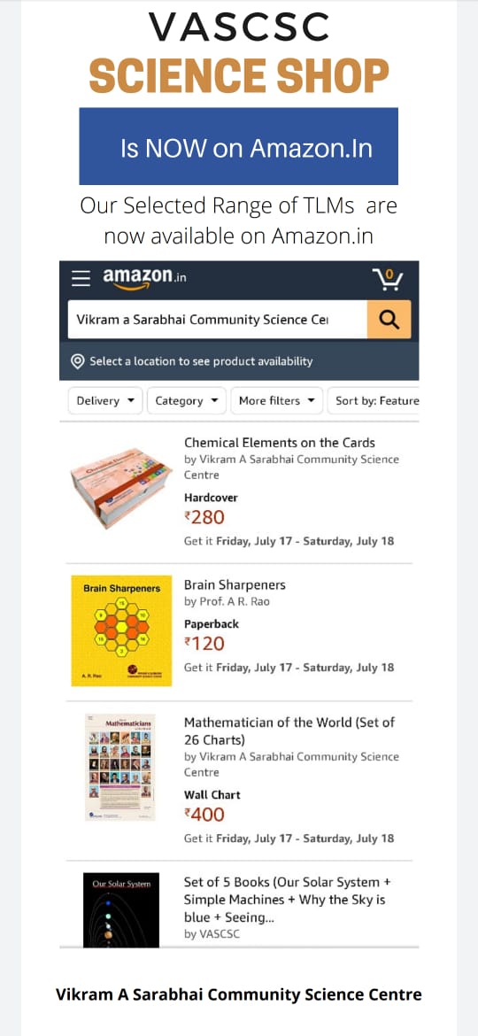 Check out our @VASCSCShop TLM products on Amazon.in! Order from anywhere in India!
<a href="/ih_vascsc/">Innovation Hub VASCSC</a> <a href="/VASCSCandSTEM/">VASCSC-ATL</a> <a href="/vascscisme/">VASCSC ISME</a> <a href="/Science_Express/">Science Express</a> <a href="/DSurkar/">Dilip Surkar</a> 
#scienceshop #science #TLM  #teachinglearningmaterial #onlineshopping