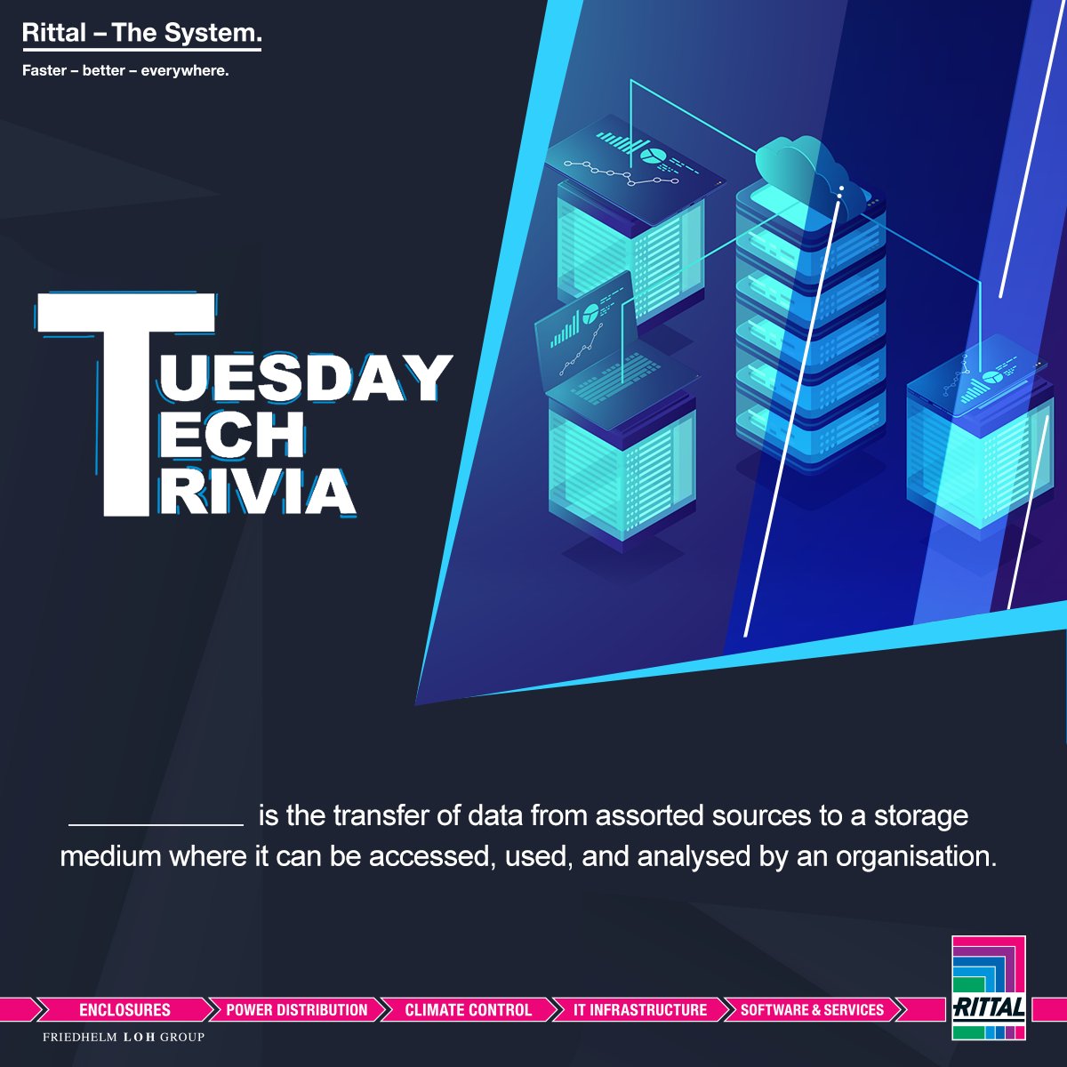 Rittal_India's tweet image. #TuesdayTechTrivia - This process is partly responsible for the massive annual spendings in big data. Fill in the blanks.

#Rittal #RittalIndia #FasterBetterEverywhere #datacentre #itinfrastructuremanagement #itinfrastructure @Rittal @EPLAN_global @EplanIndia
