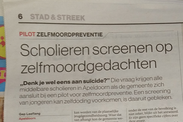 Zelfmoord onder jongeren. Naar aanleiding van twee verontrustende krantenberichten heeft Groei &amp; Toekomst vragen gesteld aan het college. Lees hier meer: bit.ly/2Fcs1CS