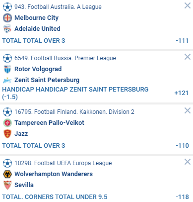 HumanDrillBit's tweet photo. @Senseisports1 Tailing! 😎👍

🇦🇺PLAY 1
Adelaide United - Melbourne City O3 -111
1.11U/1.00U

🇷🇺 PLAY 2
Zenit Saint Petersburg -1.5 +121
1.00U/1.21U

🇫🇮 PLAY 3
Jazz - Tampereen Pallo-Veikot O3 -110
1.10U/1.00U

🌍 PLAY 4
Sevilla - Wolverhampton Wanderers U9.5 corners -118
1.18U/1.00U

GL🍀 https://t.co/cAQ0KQWvpy