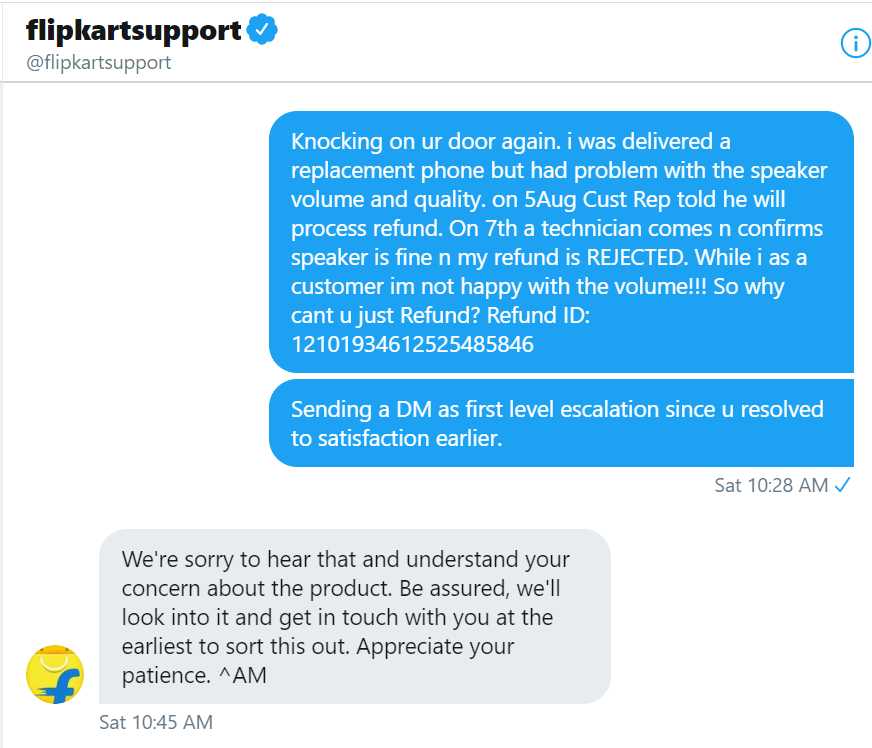 Mr_J's tweet photo. @_Kalyan_K sir it seems @flipkartsupport wudnt support on DMs or unless u r marked and grievances r shouted publicly on tweets. While ive been waiting to get my resolution, my order on the site has been marked as CLOSED. https://t.co/v9vcKeFSa7