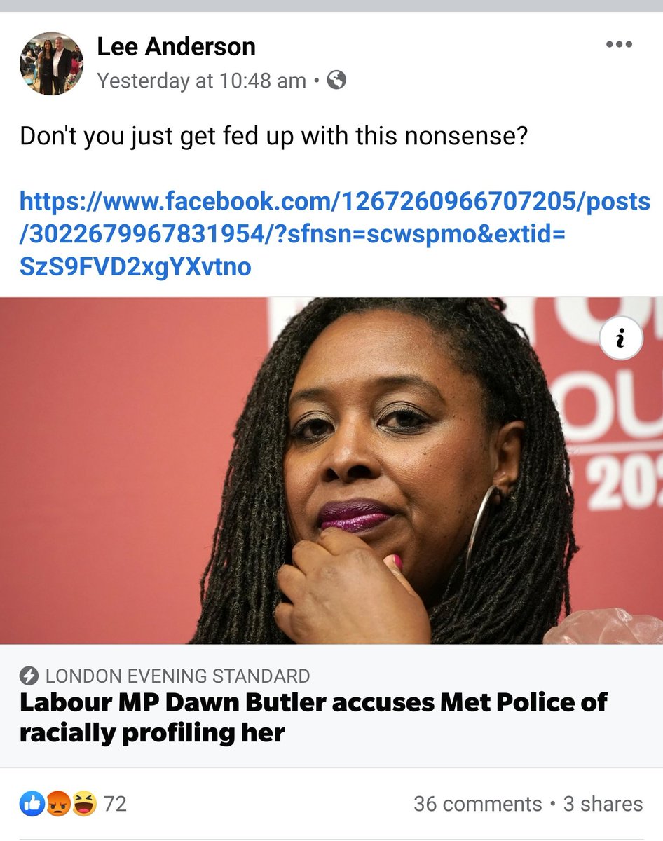 Perhaps Tory MP for Ashfield  @ashfield_lee would like to explain why he's not calling out his friends suggesting  @DawnButlerBrent is taken out and shot.This is on his PERSONAL Facebook page.Do  @Conservatives have anything to say? #Blacklivesmatter   https://m.facebook.com/story.php?story_fbid=2775293866041948&id=100006840850162&sfnsn=scwspmo&extid=tJwuhB8ZA7VWCUj8