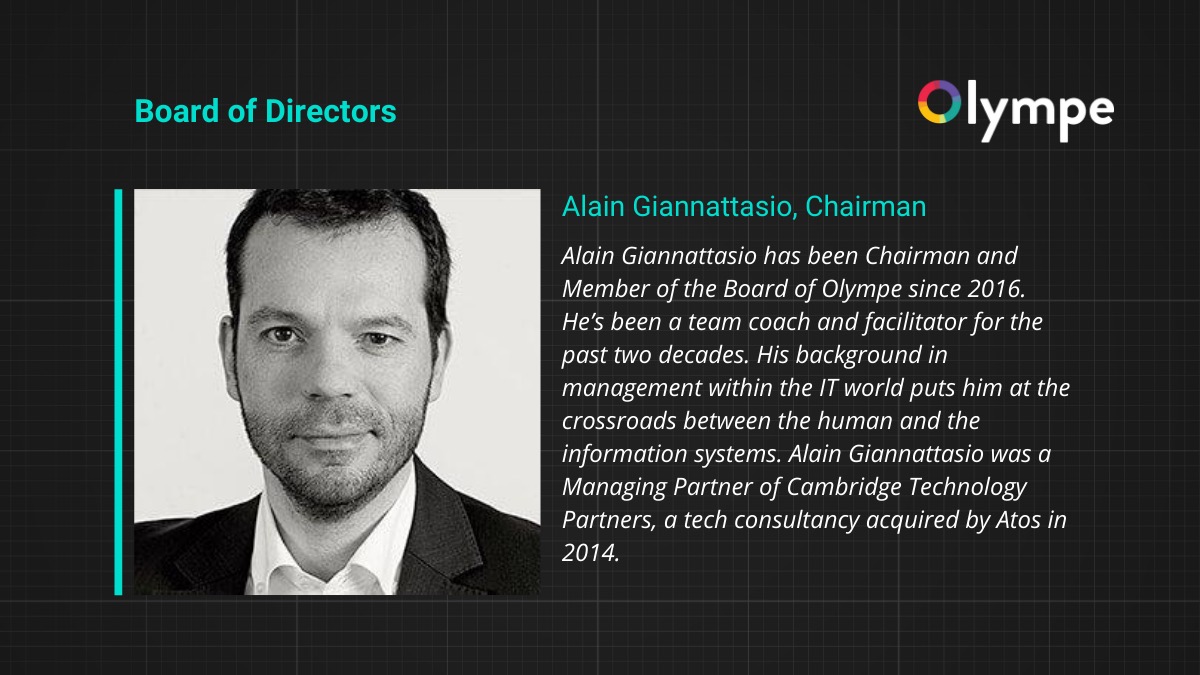 olympe_io's tweet photo. Olympe's Board of Directors | Alain Giannattasio, Chairman
#Olympeplatform #TeamOlympe #BoD #software #SwissTech #scaleupvaud https://t.co/rdPsNV7pMK https://t.co/2bkOZbyDC7