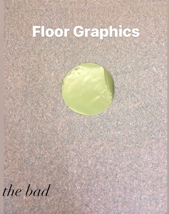 ARCDocSolutions's tweet photo. Floor graphics: the good, the bad, the ugly. Don't leave yours up to chance, bring in the experts. emails us at communications@e-arc.com #teamwithARC #floorgraphics #socialdistancing #socialdistancingsignage #graphics https://t.co/WRoZQsGQSb