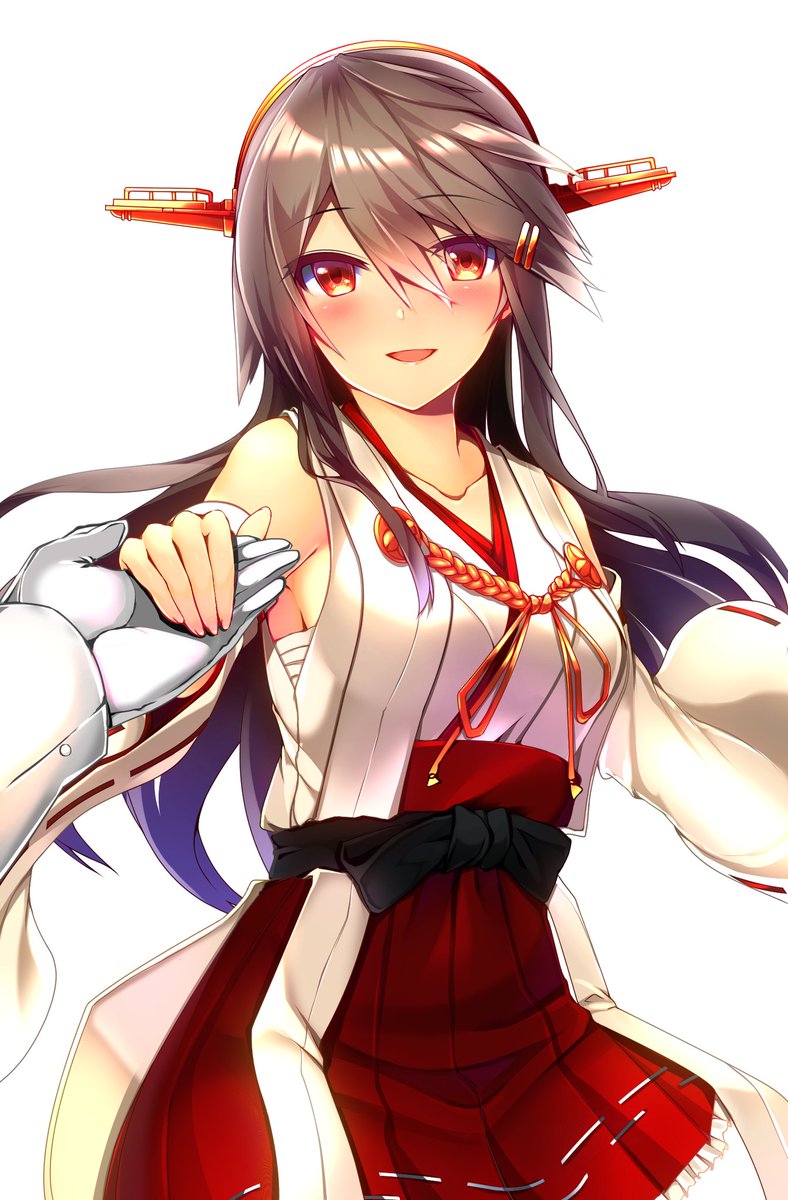 haruna (kancolle) 1girl long hair hairclip skirt hair ornament detached sleeves headgear  illustration images