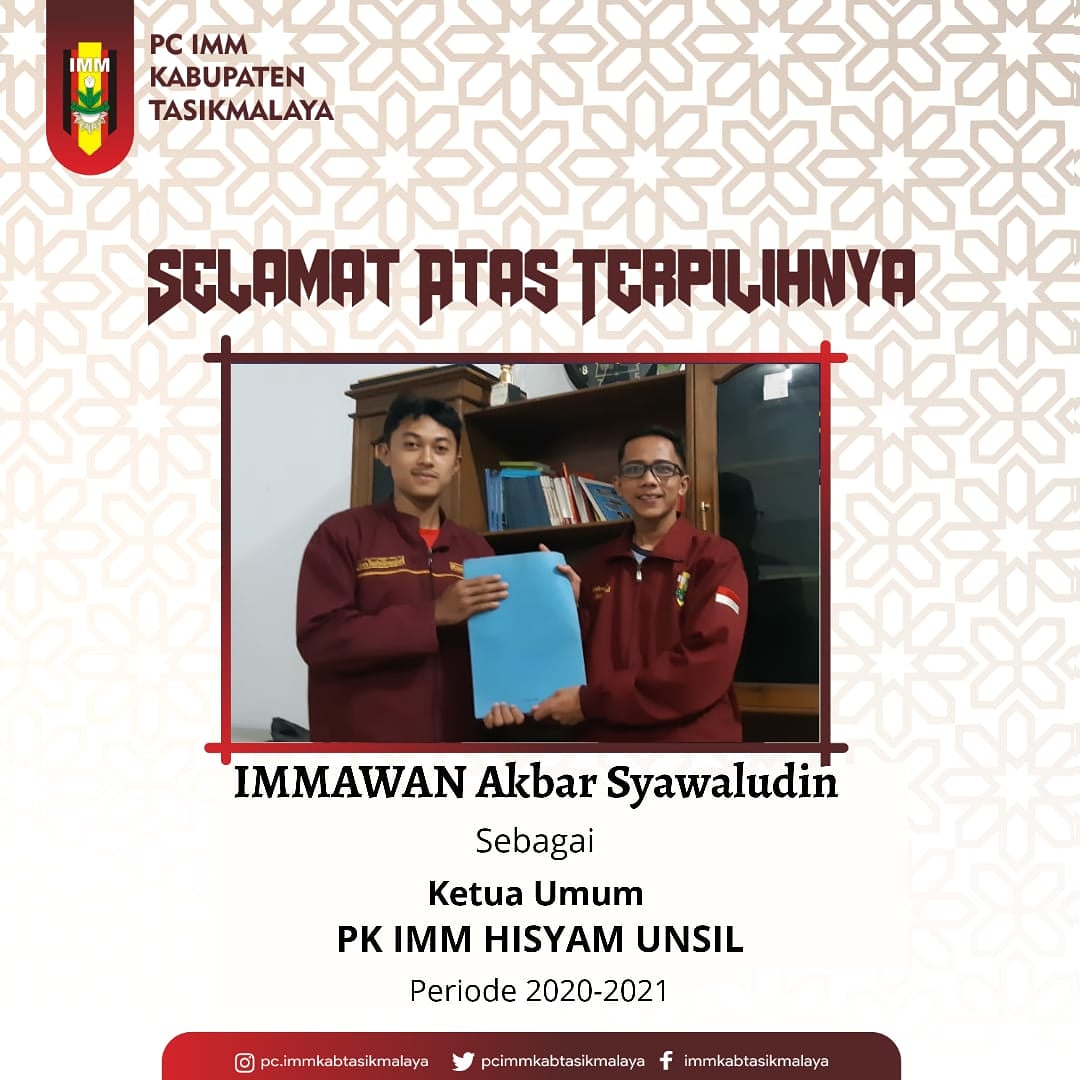 pcimmkabtasikm's tweet photo. Selamat atas terpilihnya Immawan Akbar Syawaludin sebagai Ketua Umum PK IMM Hisyam Universitas Siliwangi.
@imm_hisyam_unsil
#muhammadiyah #aktivismahasiswa #akademisi #immjaya #immtasik #islamberkemajuan #akademisiislam #imm #immawan #immawati https://t.co/nKdf5eMw0R