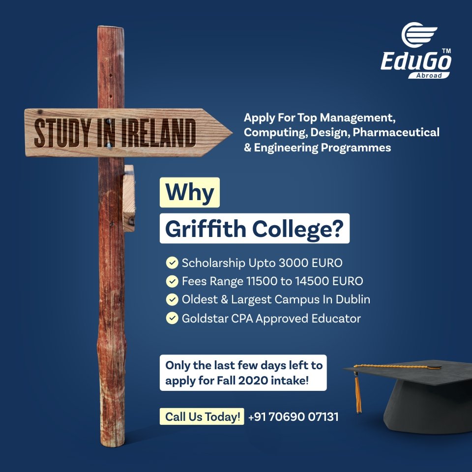 Edugo_Abroad's tweet image. Get all the above benefits by studying in Griffith College, one of the largest &amp;amp; oldest independent colleges in IRELAND.

The cherry on top is, admission is through Duolingo English Test.
📢Means NO IELTS. 

Call now: +91 70690 07131
#StudyInIreland #StudyVisa #FallIntake