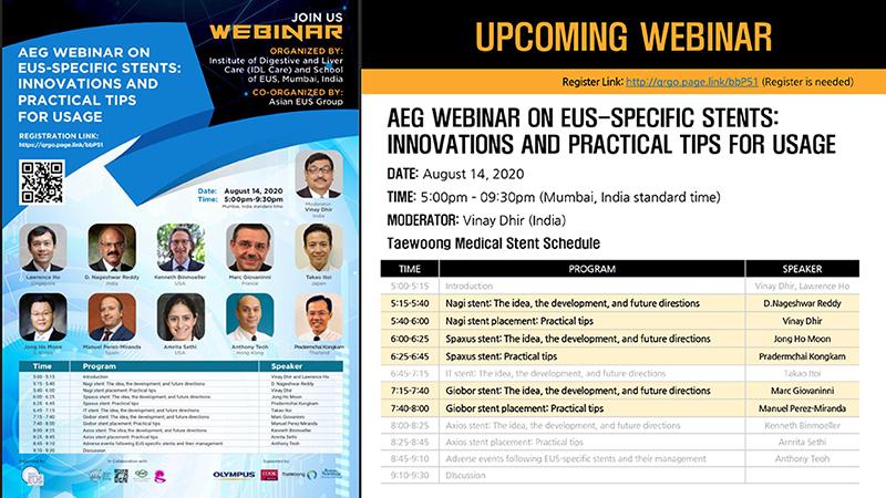 AquilantGI's tweet photo. If you have an interest in EUS stenting then please take a look at this informative webinar hosted by an expert faculty on 14th August featuring the @taewoongmedical Nagi, Spaxus and Giobor stents #eusstents #eus #eusstenting #taewoongmedical #AEGwebinar #spaxus #nagi #innovation https://t.co/KSNVv7WLDM