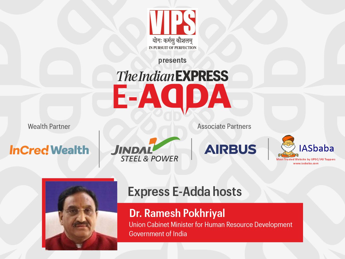 IncredWealth's tweet photo. @IncredWealth is delighted to partner with @IndianExpress to bring you an exclusive session of E-ADDA with Dr. Ramesh Pokhriyal, Union Cabinet Minister for Human Resource Development, GOI.
#InCredibleConversations #ExpressADDA #InCredWealth @DrRPNishank https://t.co/XciOkflWcf