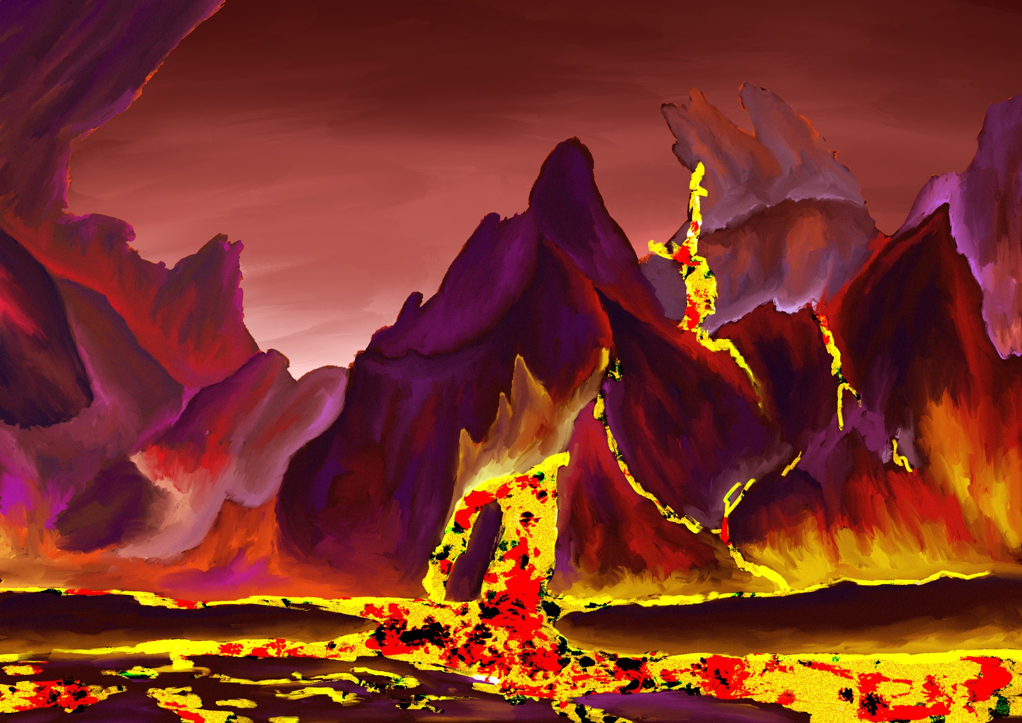 れいしょう R S のcreative Gym イラスト Illustration デジタル アート 風景画 火山 火山地帯 暑い 熱い マグマ 溶岩 山の日 Creativegym T Co A6shcrgx2r T Co Lgwkvjfms3 Twitter