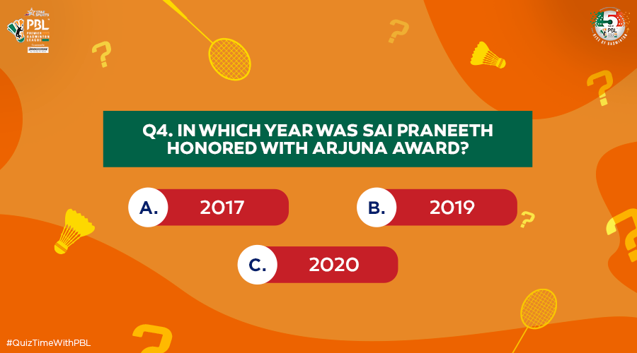 PBLIndiaLive's tweet photo. @saiprneeth92 One of the greatest years of @saiprneeth92's career. ๐ธ
If you think youโre a fan, you should definitely know this.
#RiseoftheRacquet #QuizTimeWithPBL https://t.co/0w2CKmVVEl