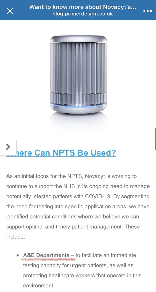  #ncyt  #novacyt  $alnovPotential places that would benefit by being able to use a Rapid 60 minute Pcr test for COVID-19.  #gamechanger