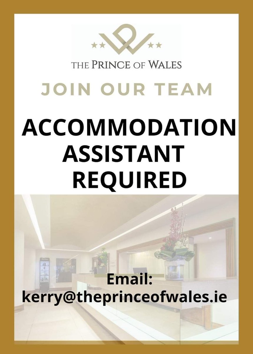 #jobfairy #athlone <a href="/princeathlone/">The Prince of Wales Athlone</a> 
Email : kerry@theprinceofwales.ie