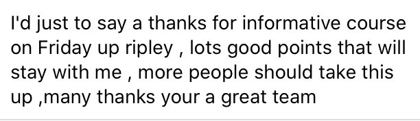 Wonderful feedback following our Biker Down session on Friday! Thankyou so much!
We had a great evening with a fun and engaging group. Glad you enjoyed it and found it informative. <a href="/UpRightDerbys/">UpRight-Derbyshire Police Motorbike Safety</a> <a href="/DerbyshireFRS/">Derbyshire Fire & Rescue Service</a>  <a href="/DerbysPolice/">Derbyshire Police</a> <a href="/DfrsPrevention/">DFRS Prevention</a> <a href="/bikerdownUK/">Jim Sanderson</a>
