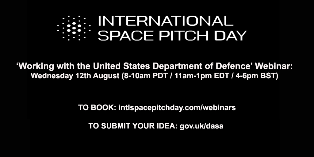 UKDInnovation's tweet photo. Another webinar is taking place tomorrow! This webinar is focusing on working with @DeptofDefense &amp; will provide more info about the #intlspacepitchday 🚀🛰🌌

💻To book: https://t.co/TYEvBd6n2x 
💡To submit an idea: https://t.co/DRhZLjAlJa

#ispd #alliedDFEN #defence #security https://t.co/KleZWF0xKE