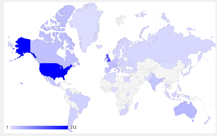 thecuetube's tweet photo. Nice 'heat map' of where our membership comes from at present...welcome one, welcome all!💕#scoreswithoutfrontiers! #cuetubescoringcompetition2020 #filmscoring #filmmaking #composer #filmstudent #scoringcompetition https://t.co/klqxasVm7e