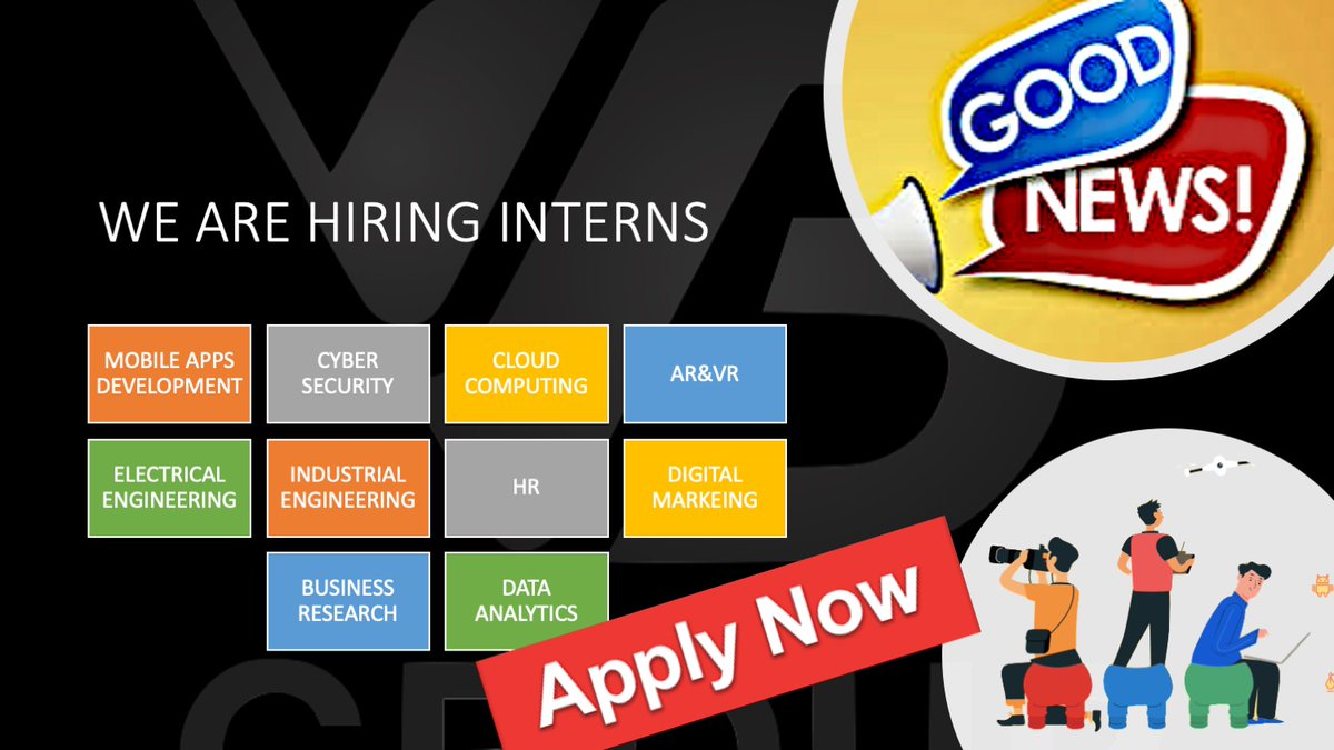 VBengineering's tweet photo. Good News.
We are opening our #internships for the year #2020jobs.
This time we are taking our internships a step ahead with #workfromhome Opportunity as #covid19hiring process.
https://t.co/B9YR9isOs3
Click the above link and submit your application.
#internship #Jobs https://t.co/qU42IiWx4s