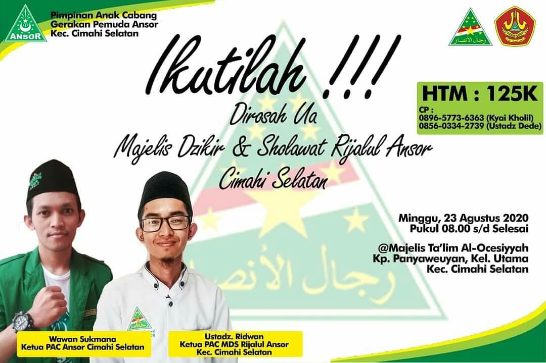 #Repost @pacansor_cimahiselatan (<a href="/get_repost/">Repost</a>)
・・・
Para putra Kyai,Ustd Muda,Da'i Muda,Aceng &amp; Gus
Yuk ikuti DIROSAH ULA Angkatan 1 PAC MDS Rijalul Ansor Cimahi Selatan Kota Cimahi

Untuk info lebih lanjut bisa langsung hubungi watsapp : 
089647125851 (Ustd Kholil)