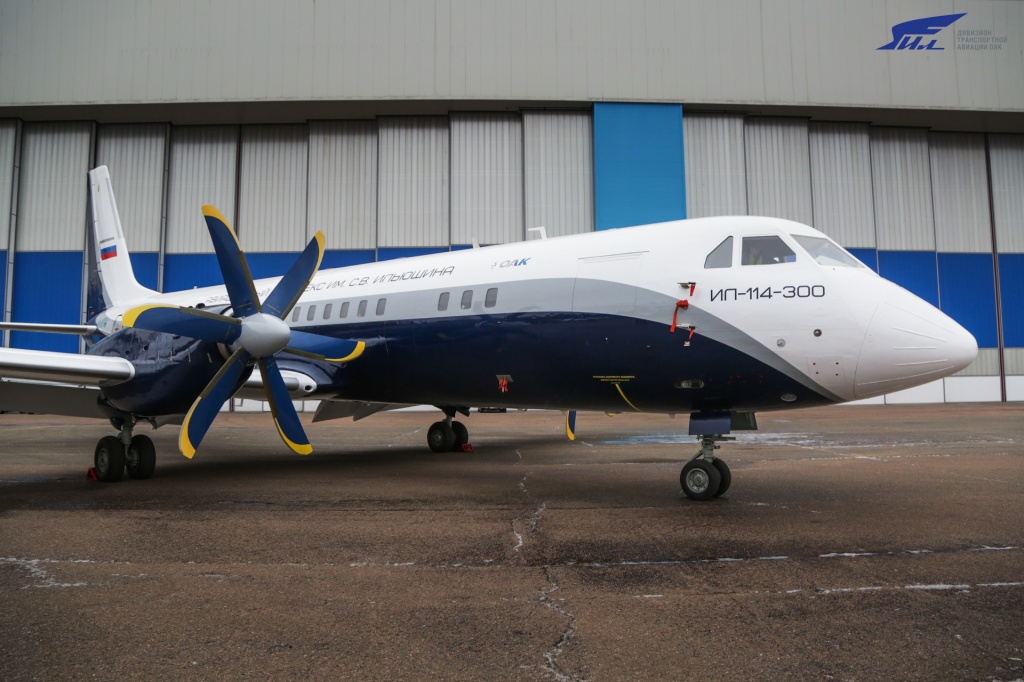 Russia's tweet photo. 🇷🇺 #Russia's newest regional turboprop airliner ✈️ #Ilyushin Il-114-330 - a reimagined &amp; upgraded version of the original #Il114, with new engines, composite airframe, top of the line avionics &amp; electronic systems. 

🗓️ Mark the date: its maiden flight is scheduled for September. https://t.co/z5rJ8AVoPX