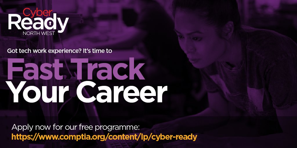 zeshandotcom's tweet image. It&apos;s the final countdown! Only 10 days left to apply for Cyber Ready North West. Learn more and apply for our free programme: comptia.org/content/lp/cyb…
Powered by: #FastTrackFund @GMCAdigital @greatermcr  @LancsSkillsHub @Lanclep @DCMS #CyberSecurity #Manchester #Lancashire