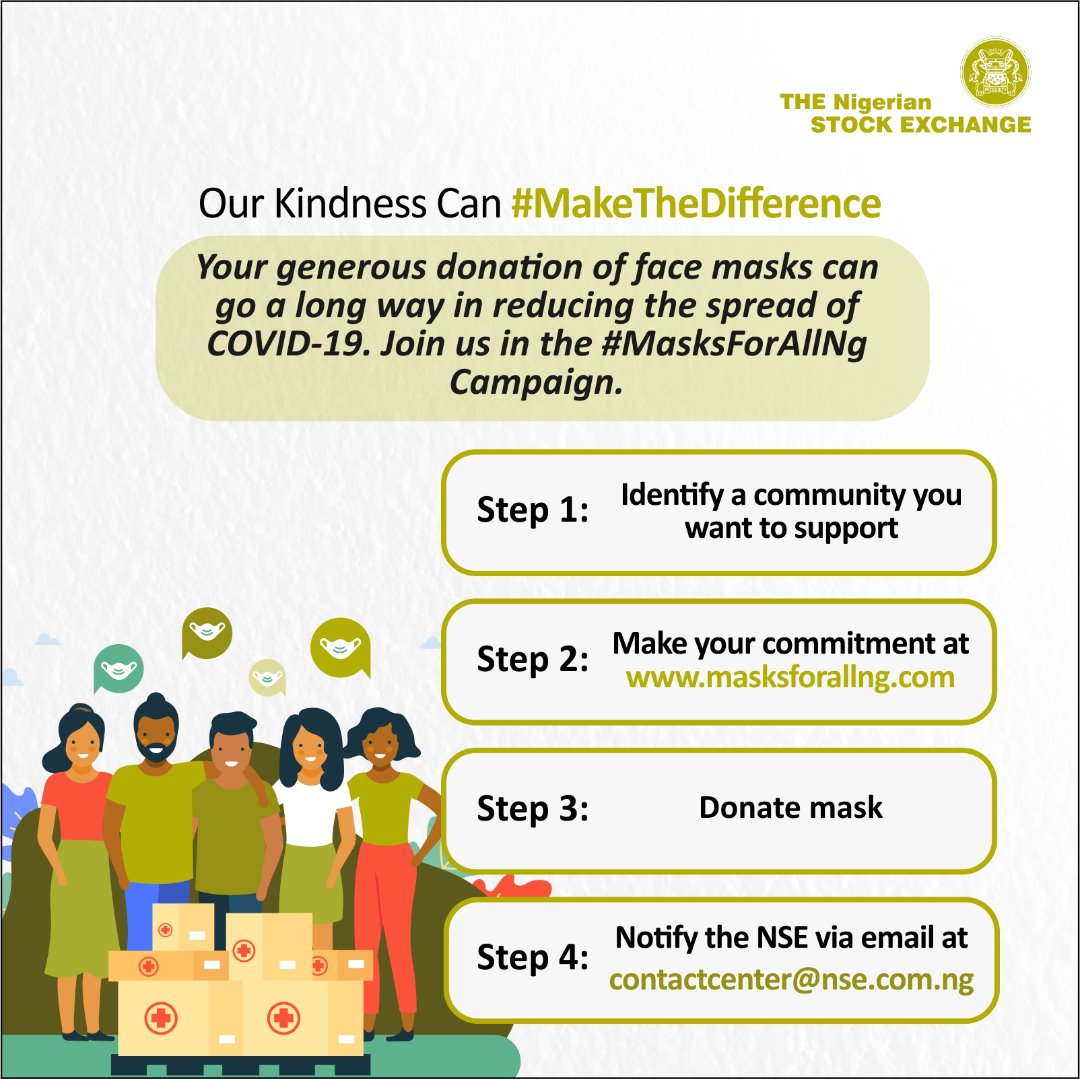 ngxregco's tweet photo. We can work together to slow the spread of #COVID19 by donating face masks to Nigerians, especially low-income households. Join us in the #MasksForAllNg campaign via https://t.co/TZ7B0QFUPz and together, we can #MakeTheDifference. https://t.co/yr2VUysA37