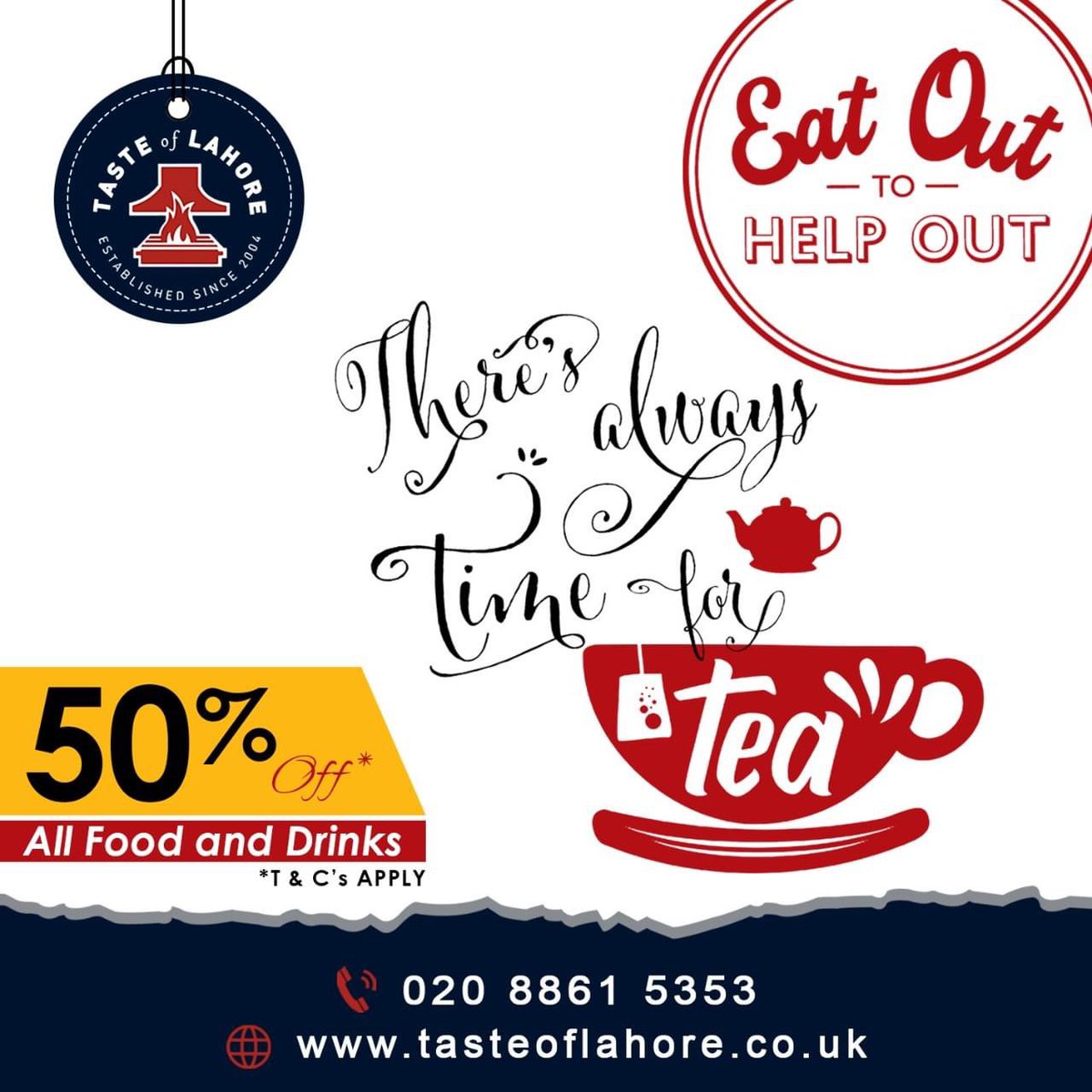 Where there’s TEA☕️ , there is Love & Hope♥️

Celebrate #AfternoonTeaWeek with us at Taste of Lahore #Harrow along with the #Eatouttohelpout discount! 

#Afternoonteaweek
#eatoutlondon #eatouttohelpout #augustoffer #dinein #dineinoffer #halfprices #harrow #TasteofLahore