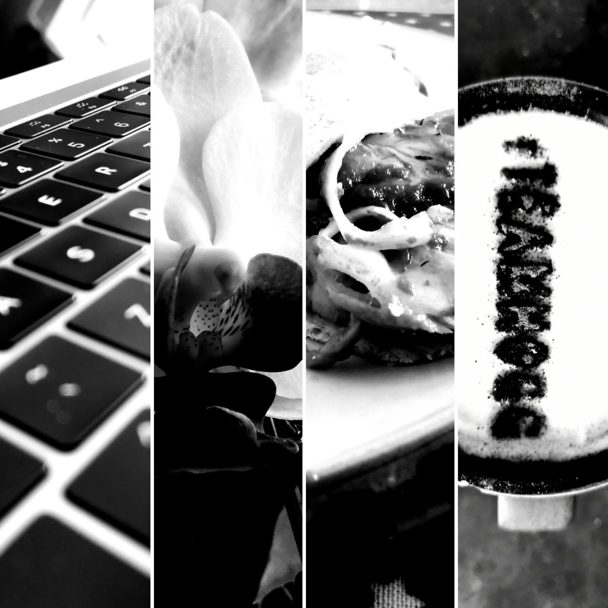 icmatt1's tweet photo. Day 11 of #31DaysOfCreativity - and today is 4 black and white photos (no faces) that tell you a bit about me: work, gardening, food and coffee! https://t.co/UyE27Hptco