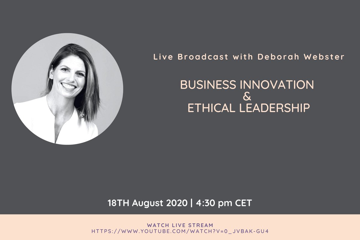 FranMoisa's tweet photo. Delighted to share a screen with @weaverofwebs on #businessinnovation and #ethicalleadership 

Tune in on the 18th of August 2020 at 4:30 pm CET - link in comments https://t.co/XTXpp0zheb