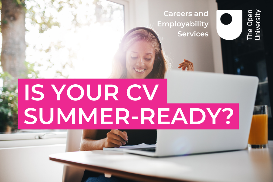OpenUniCareers's tweet photo. There are still 50 places available in our August CV workshop! Find out how to register and discover a bunch of @OpenUniversity tools and resources to help make your CV summer ready at https://t.co/nfoxj3AEEa #OUstudents #OUevents #OUCareerConfident https://t.co/8uqU22yPI9