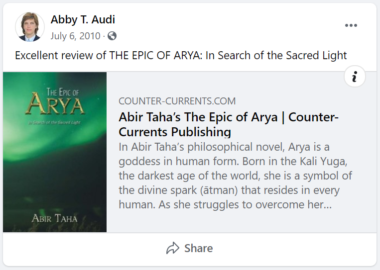 38. And here she is vaunting an "excellent review" in the explicitly white power outlet Counter-Currents:  https://www.counter-currents.com/2010/07/the-epic-of-arya/ Here's Counter-Currents' ideas on white nationalism:  https://www.counter-currents.com/2012/06/frequently-asked-questions-part-1/