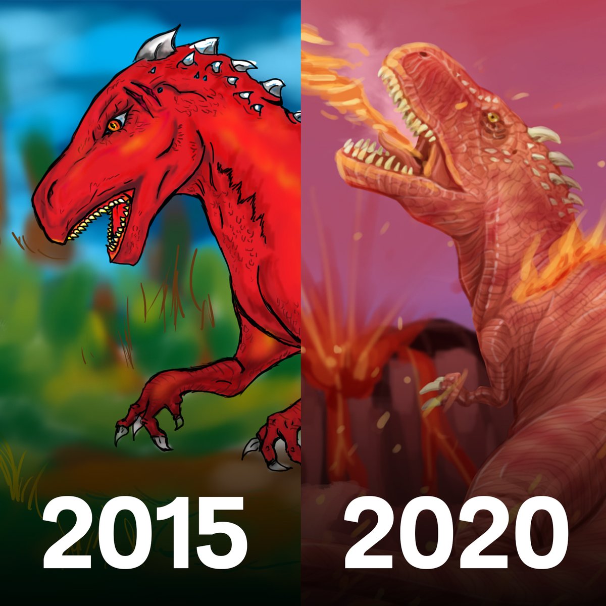 achscooler's tweet image. Hmmm Then and Now
Tyrannosaurus my version
2015 ---&amp;gt; 2020
.
#tyrannosaurus #dinosaur #arttransform