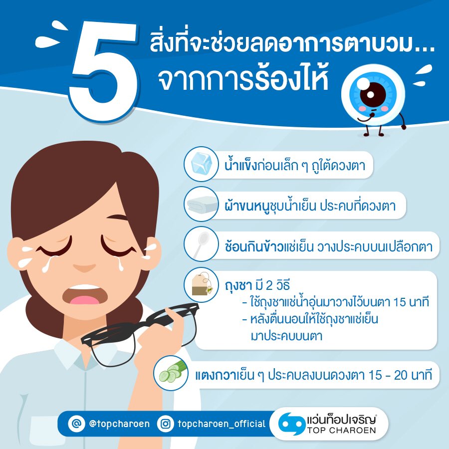 TopCharoenTH's tweet image. ตอนร้องไห้หนักมาก ๆ นอกจากจะตาบวม ปวดตาแล้ว ยังทำให้แต่งหน้าลำบากอีก! แต่คนรุ่นใหม่อย่างเรา ๆ ต้องสตรองเข้าไว้นะคะ!! ปาดน้ำตา แล้วนำ 5 อย่างนี้มาบรรเทาอาการตาบวมกัน จะมีอะไรบ้าง มาดูเลย!
#ลดอาการตาบวม #ร้องไห้ #EyeGuide #TopCharoen #บริการดวงตาด้วยดวงใจ